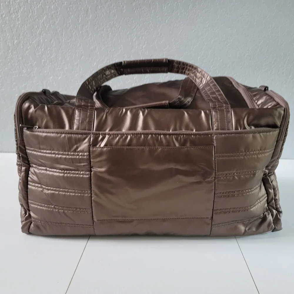 Lug Oversized Weekender Bag - Trolley Duffel - Metallic Bronze, Camo Liner