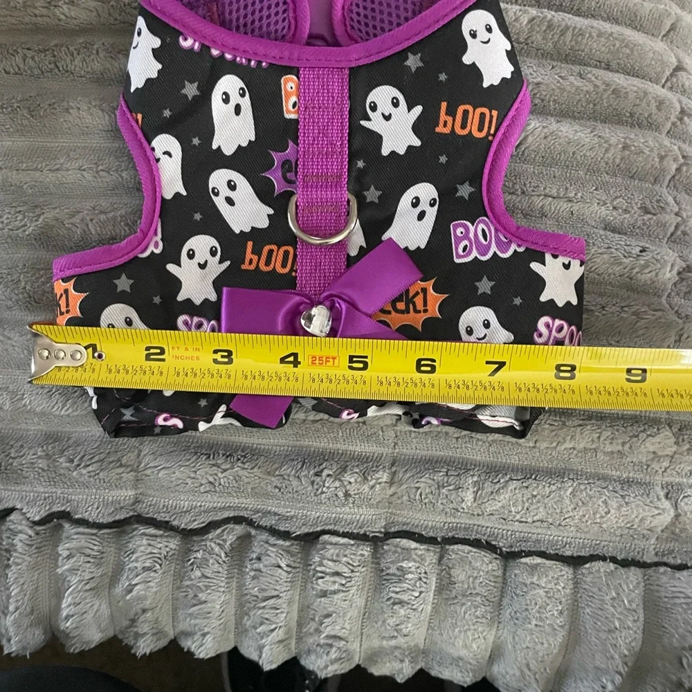 Ghost-Themed Pet Harness with Purple Accents