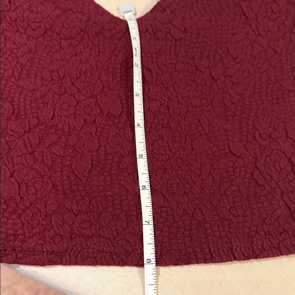 Forever 21 Burgundy Long Sleeve Crop Top - Size Small