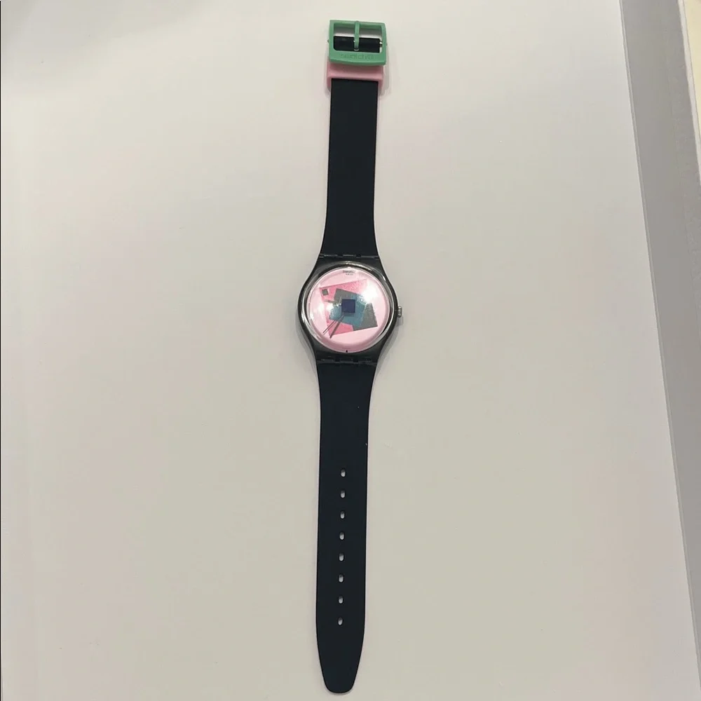 Swatch Watch Black and Pink