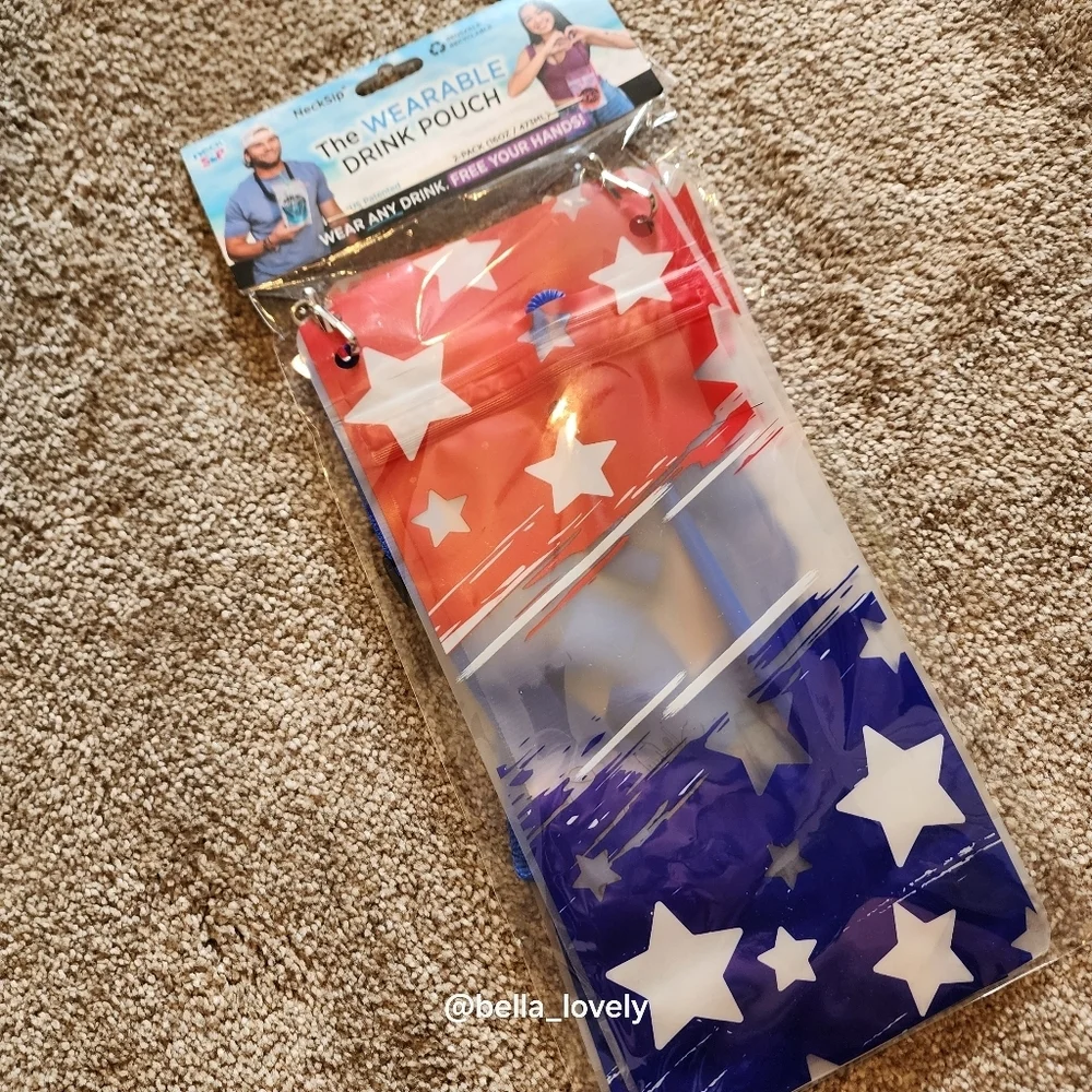 Drink Pouch Wearable - Set Of 2- Red White Blue