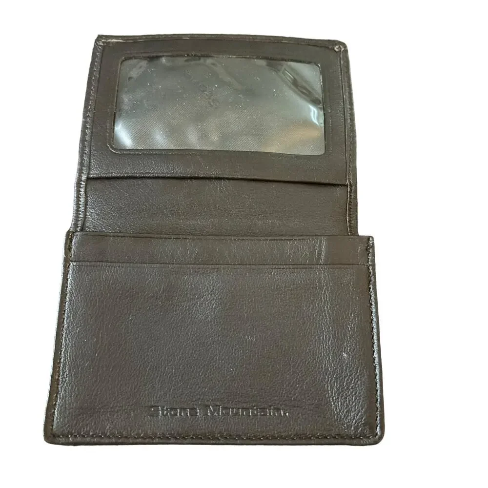 Stone Mountain Mens Leather Wallet Card Slots License Window Black