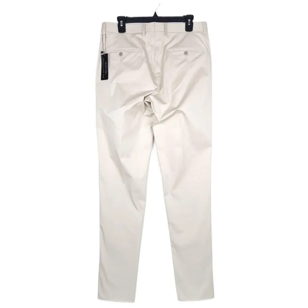 The Mens Store Slim Fit Sateen Dress Pants 36 R Stone Solid Stretch Cotton NWT