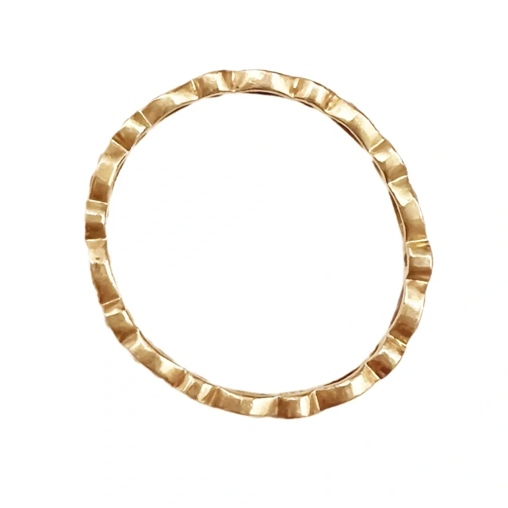 full Eternity Band MILGRAIN Bezel .32ct Diamond Real 14K Yellow Gold size 7