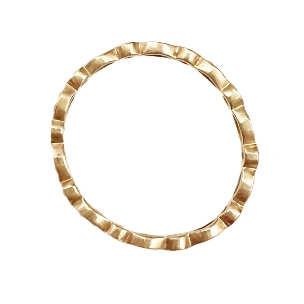 full Eternity Band MILGRAIN Bezel .32ct Diamond Real 14K Yellow Gold size 7