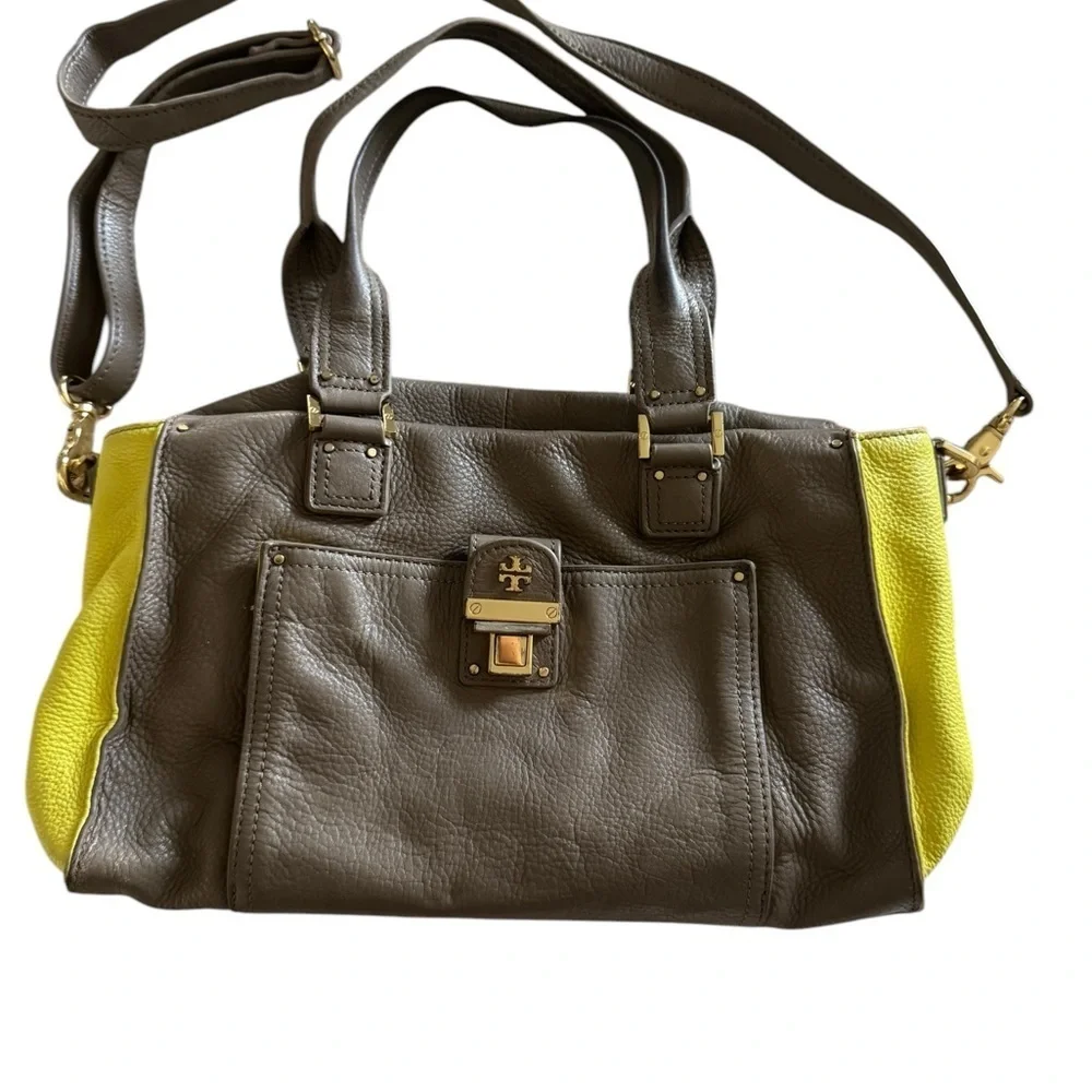 Tory Burch Moose and Lime Green Crossbody Women's Bag 11x7x5