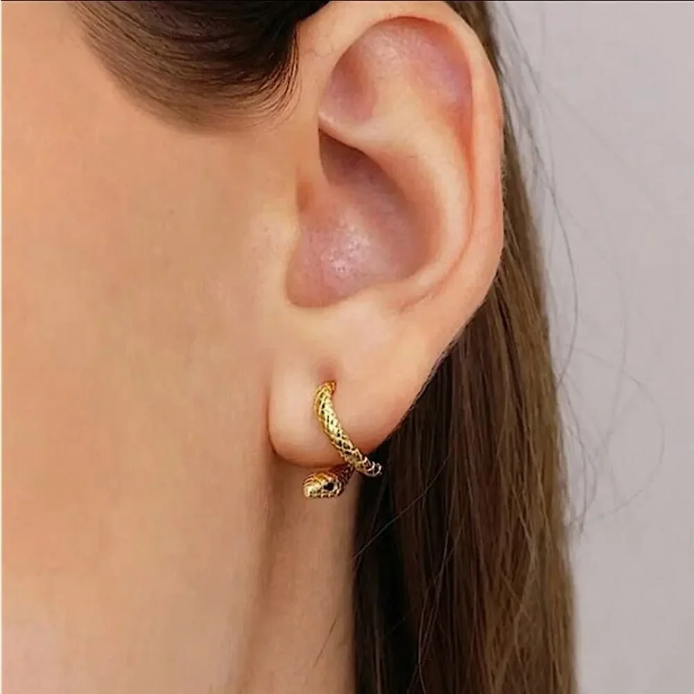 Gold Snake Earrings Creative Design Trendy