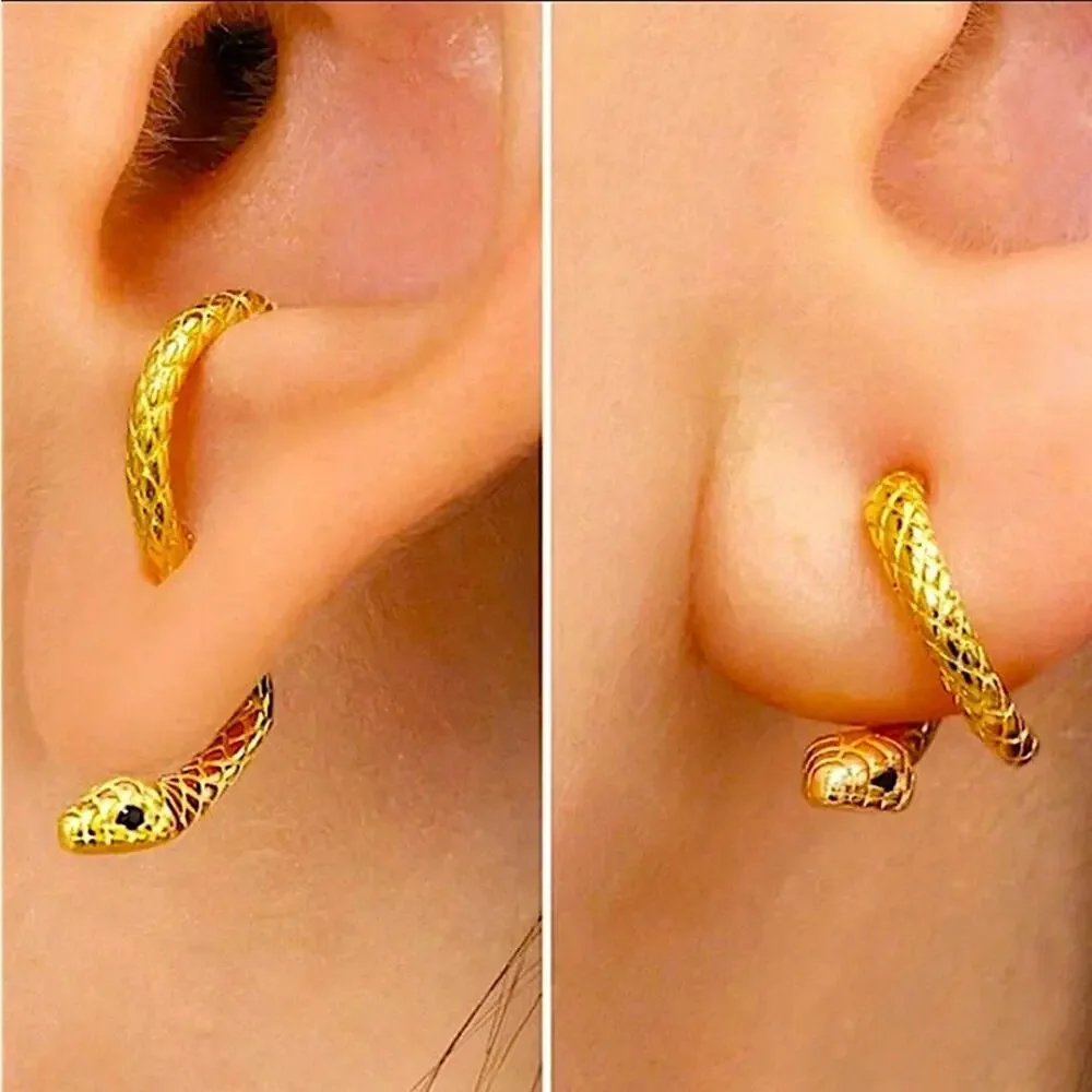 Gold Snake Earrings Creative Design Trendy