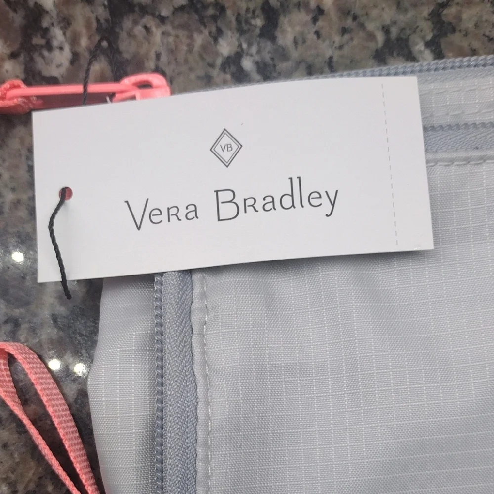 Light Gray Pouch with Pink Accents
