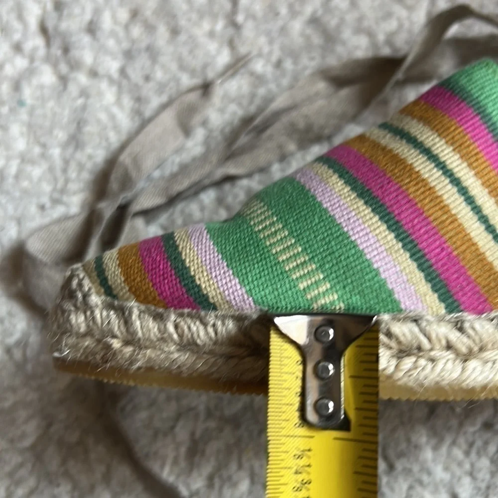 Elena Solano Multicolored striped Wrap Around Espadrille Wedges