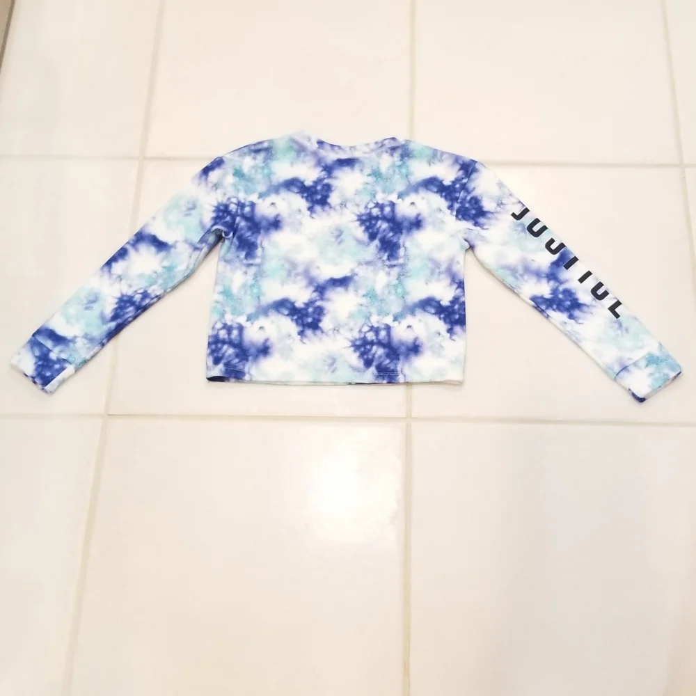 Justice Active Wear Purple & Blue Tie-dye Long Sleeve Sweatshirt 7 S/M