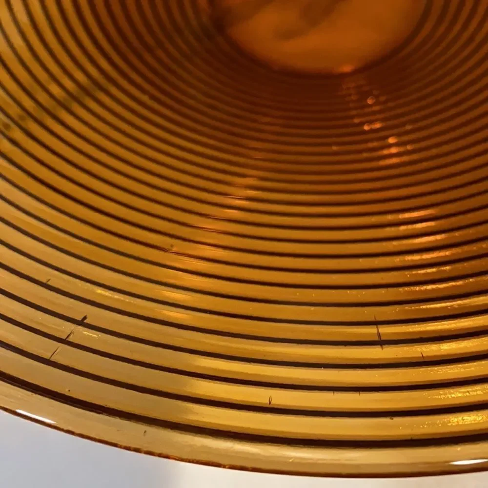 Beautiful Concentric Circles Amber Glass Bowl