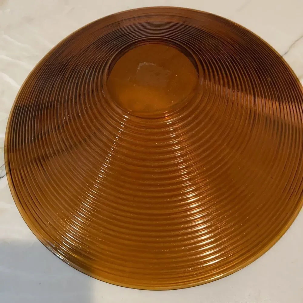 Beautiful Concentric Circles Amber Glass Bowl