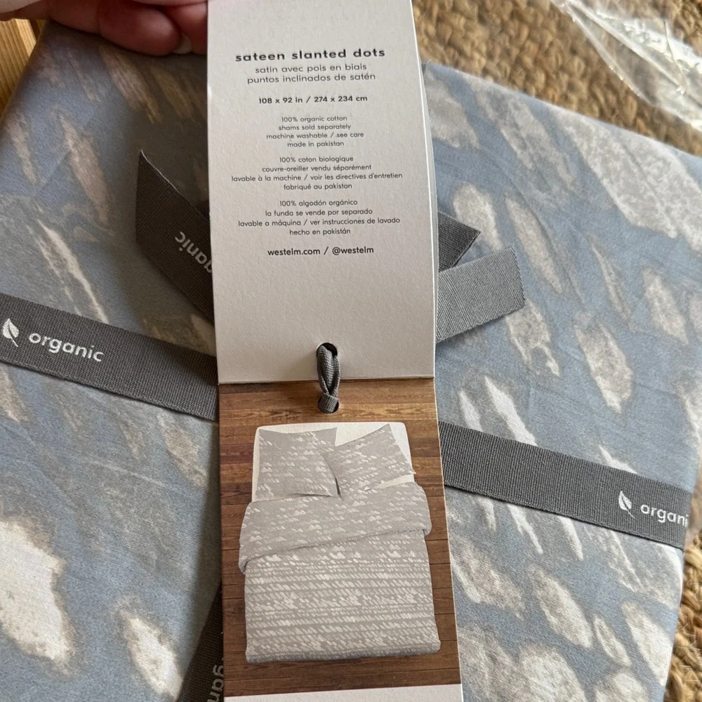 West Elm Organic Duvet Cover in Blue and White