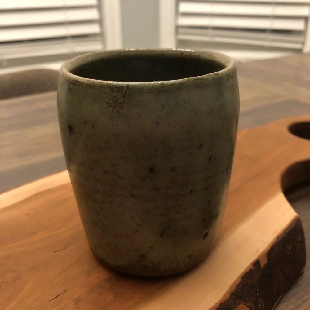Rustic Green and Brown Ceramic Vase