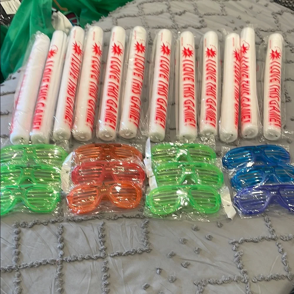 Colorful Party Sunglasses and Foam Sticks Set light up new