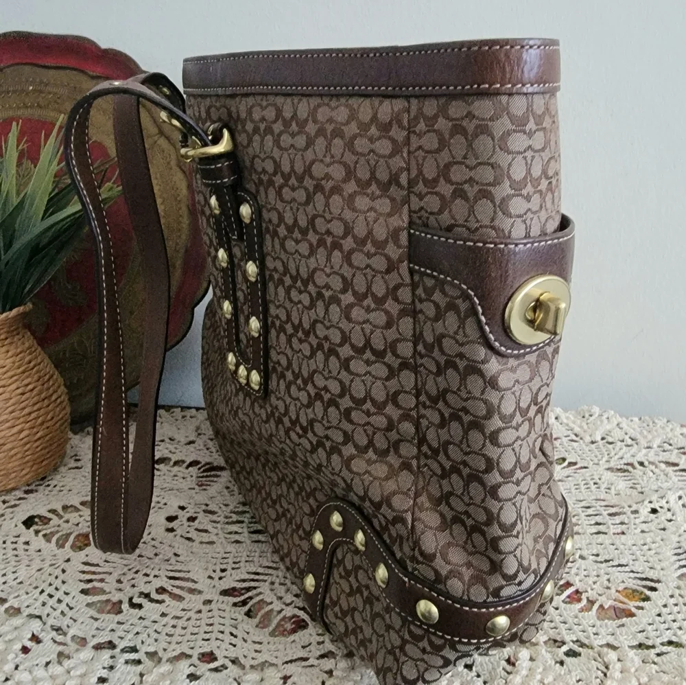 Coach Vintage Tote bag Rare Boho Gold Studded Purse