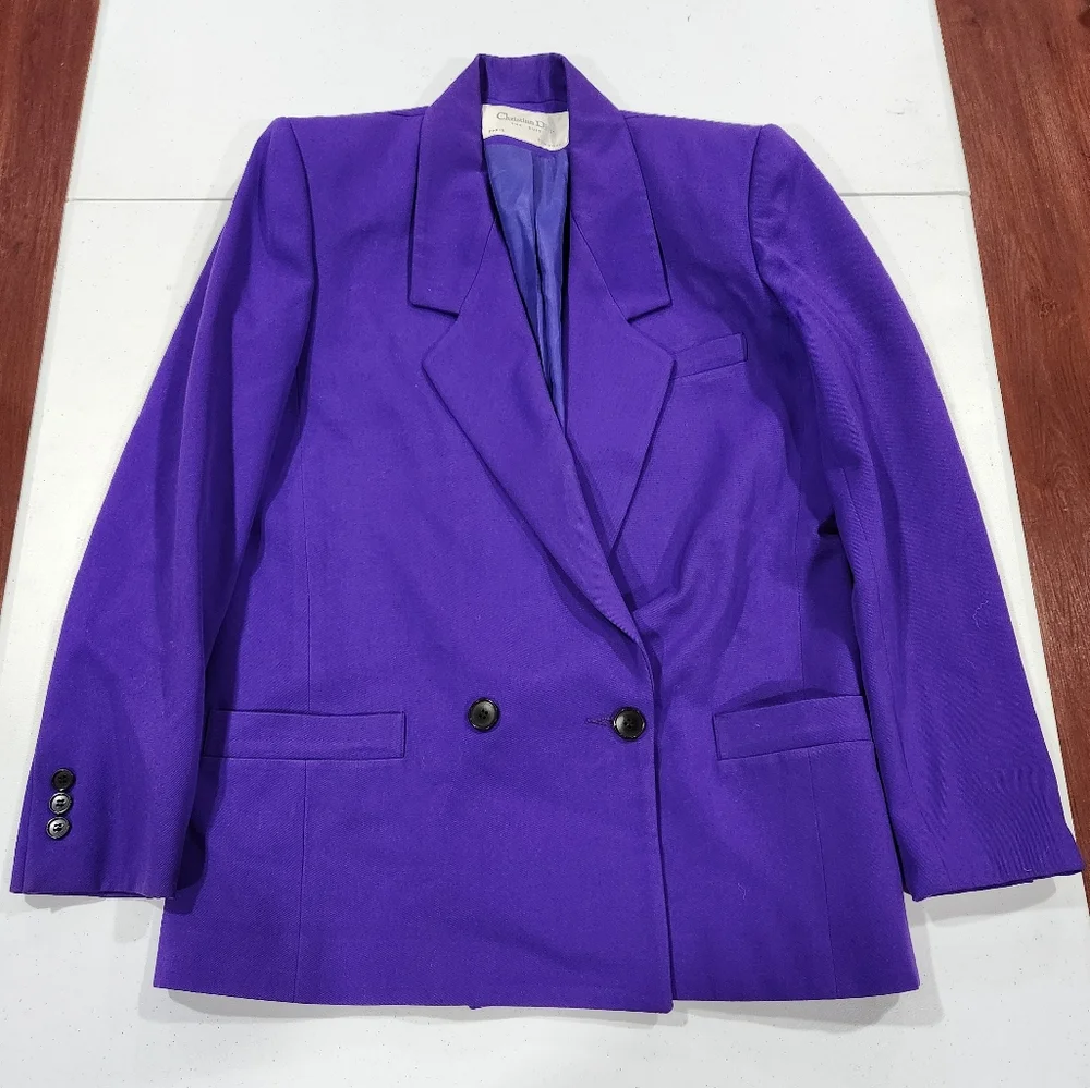 Vintage Christian Dior 80s Suit Purple Women's Blazer