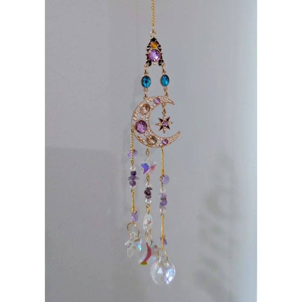 Crystal Suncatcher Rainbow Maker Prism Home Decor Celestial Moon Stars 17