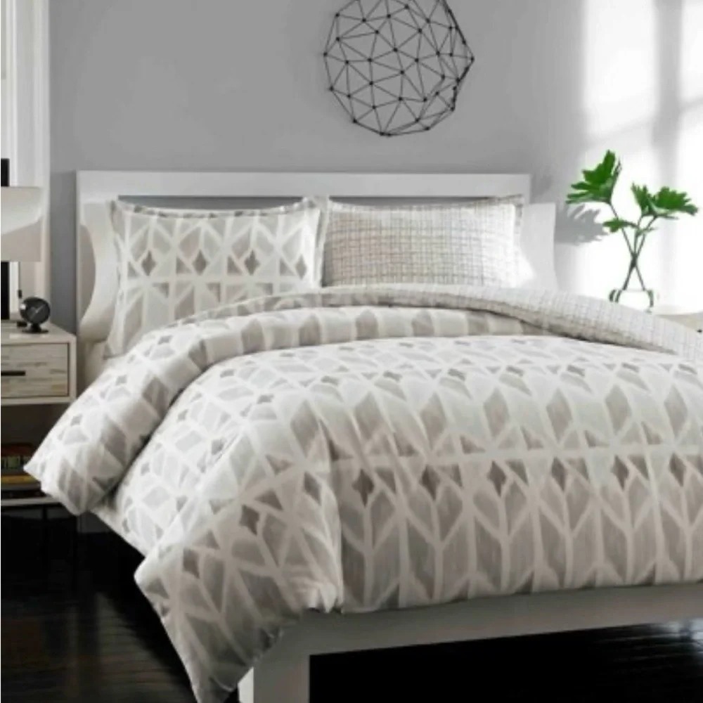 City Scene Grayson Reversible Cotton 3-piece Duvet Cover Set King