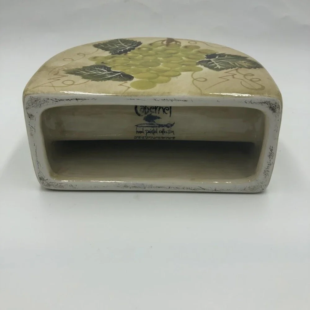 Tabletops Unlimited Cabernet Handpainted Collection Ceramic Napkin Holder Grapes