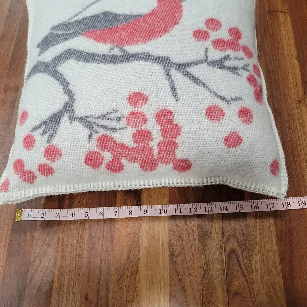 1843 Barker Textiles 100% Wool Red Bird Branch With Berries Pillow Zip …