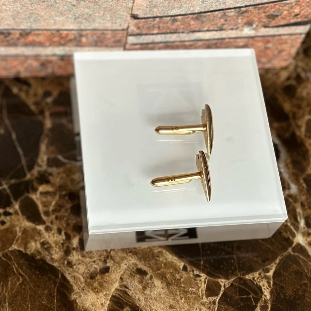 Swank Vintage Paper Airplane Gold Toned Cuff Links With Pearl Accents