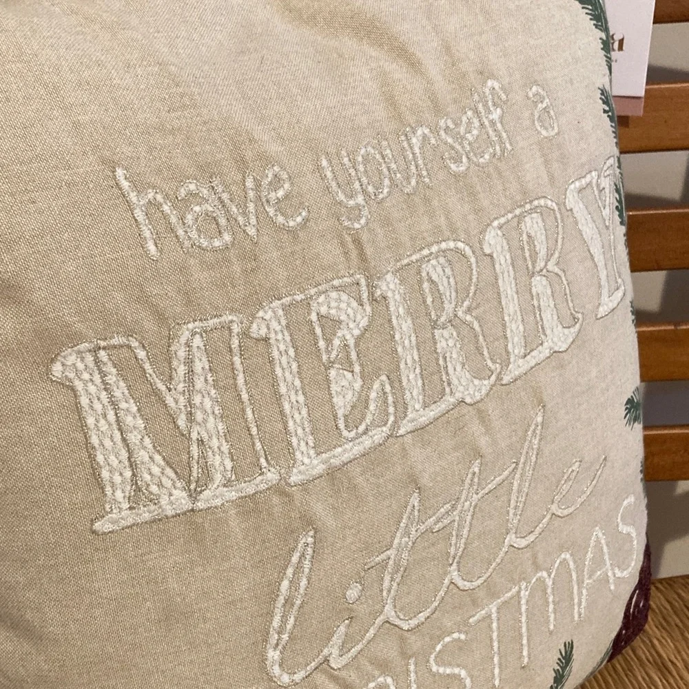 Merry Christmas embroidered and painted pillow