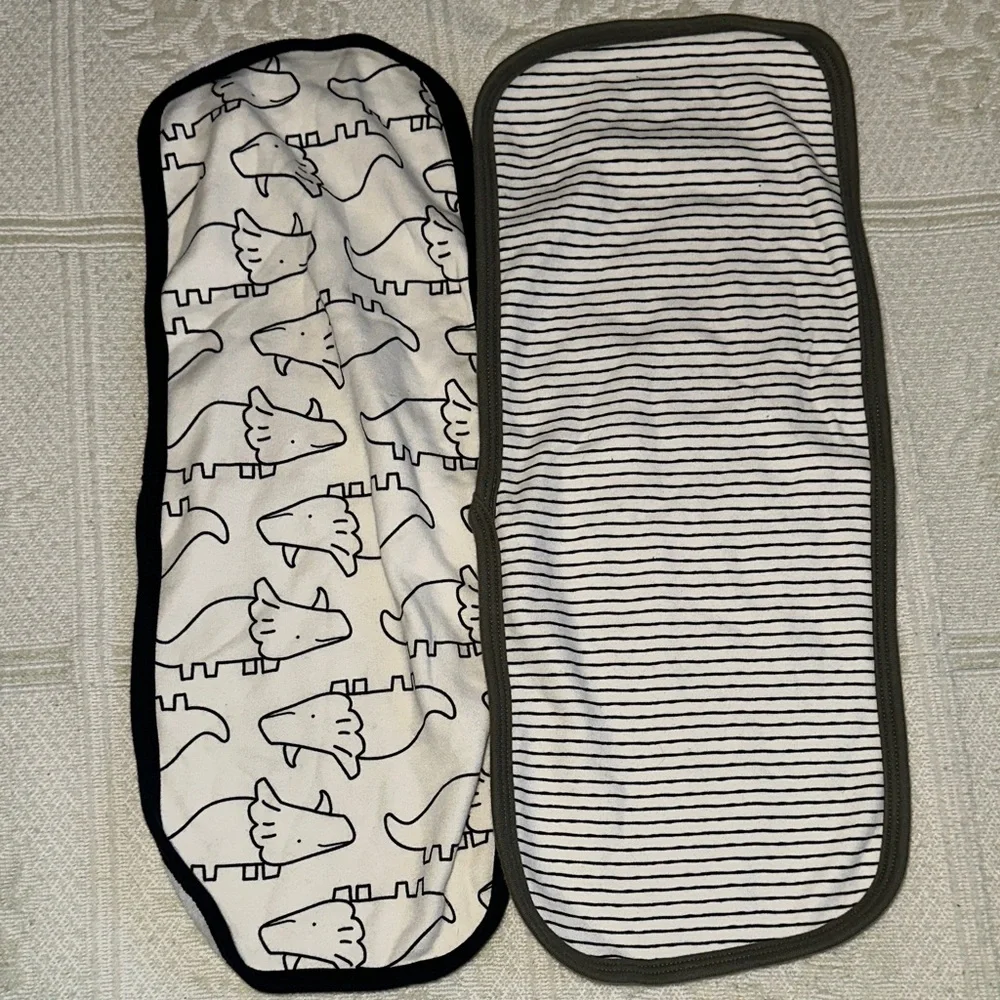 Gerber Black and White Dinosaur and White and Green Striped Bib Set