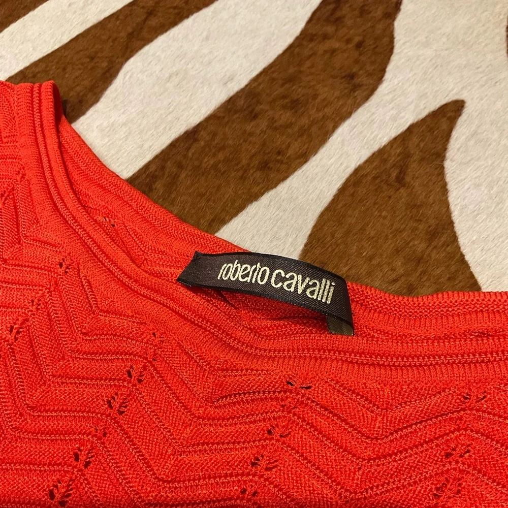 $695 Roberto Cavalli Pointelle Eyelet Knit Cut Out Sweater