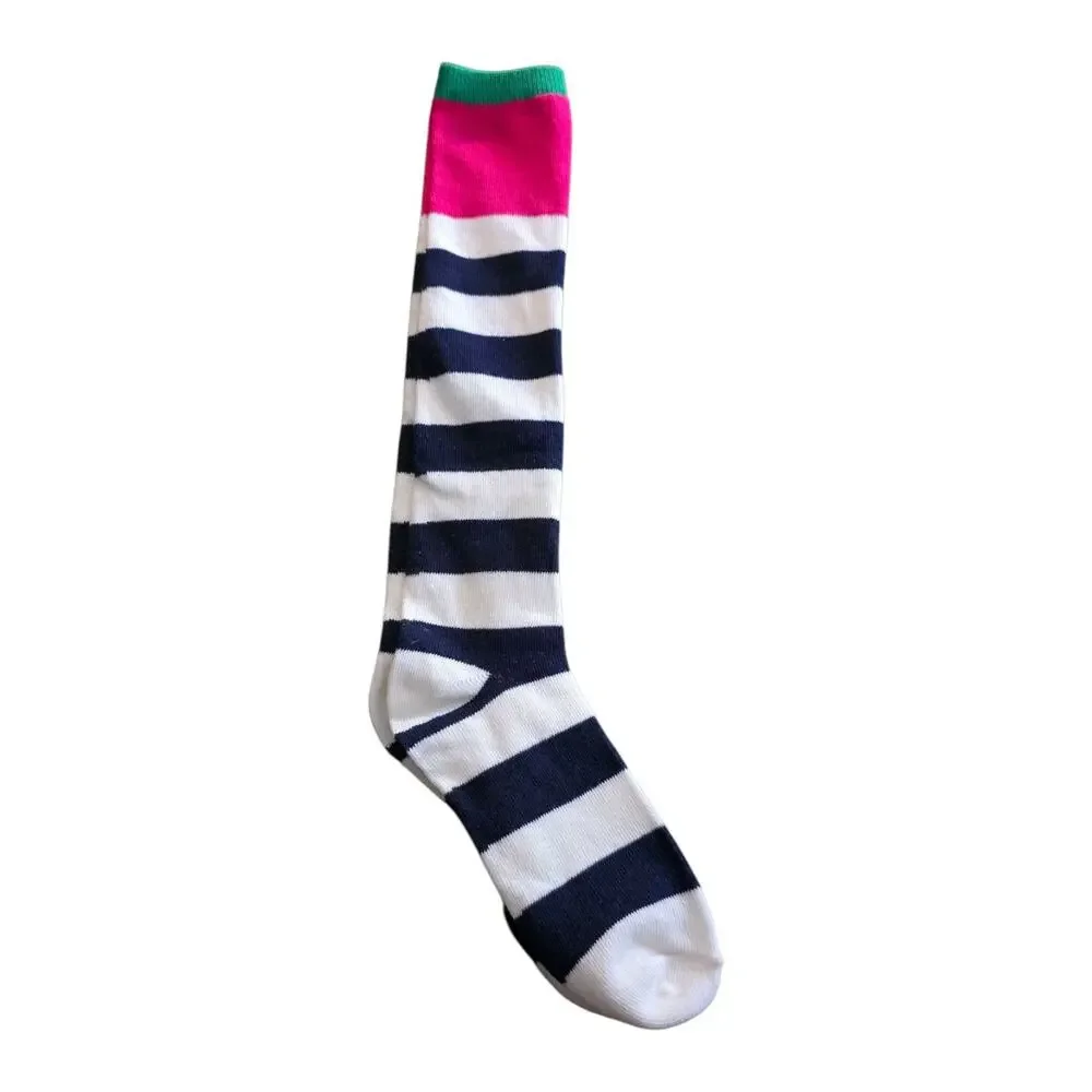 Gap Kids Rugby Striped Knee Length Socks Girl Size M Blue Green Pink Colorblock