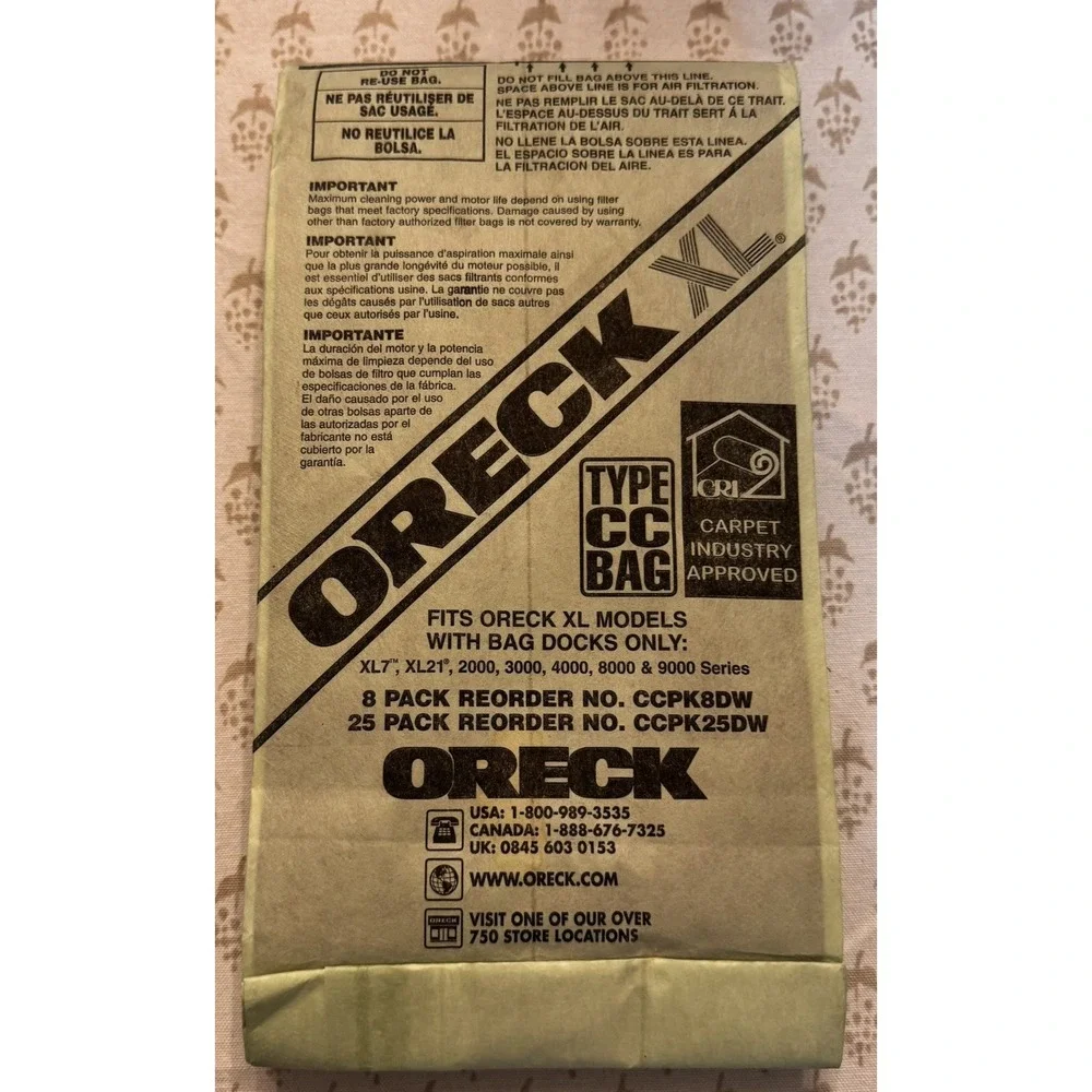 Oreck XL Vacuum Bags Type CC 6 Unused Genuine OEM‎ Fit CCPK8DW