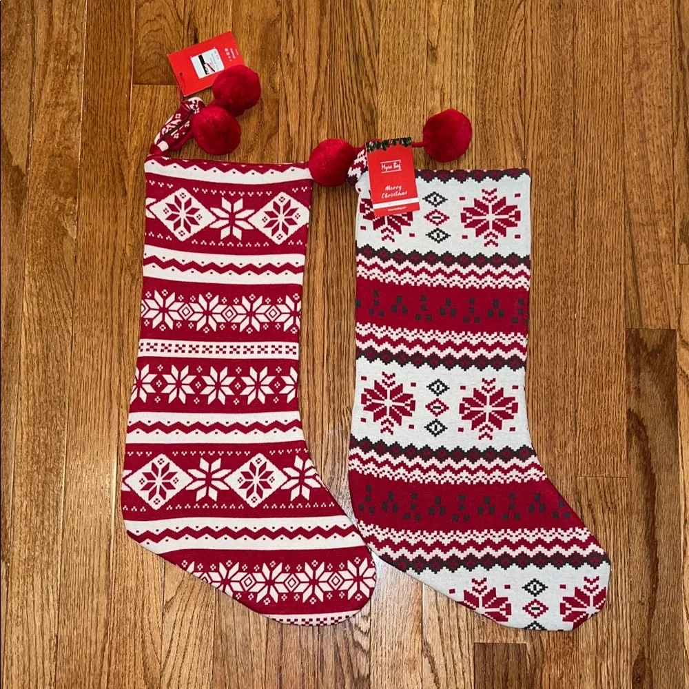 NWT Set of 2 Myra Bag Nordic Red & White Christmas Stockings