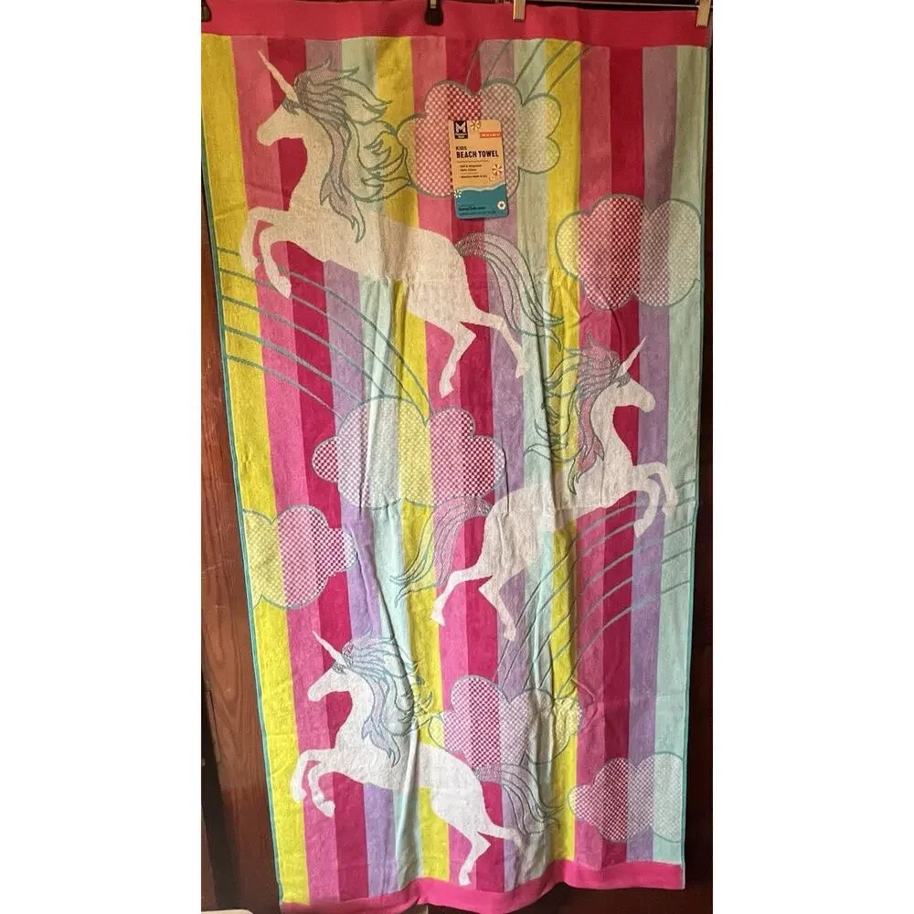 Members Mark Kids Beach Towel Unicorn Meadow 30”x60”