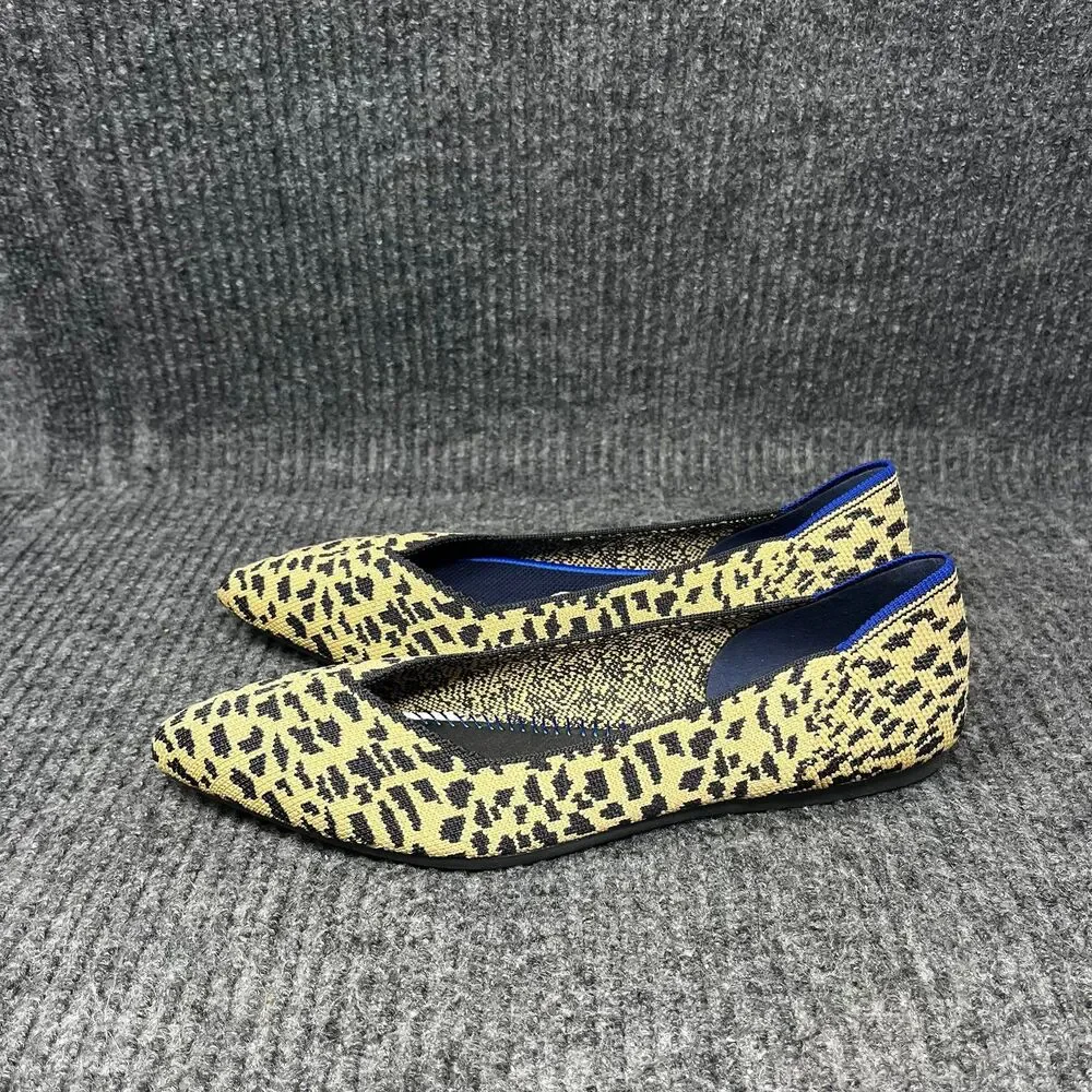 Rothy’s The Point Leopard Cheetah Print Flats Knit Brown Women’s 7 US