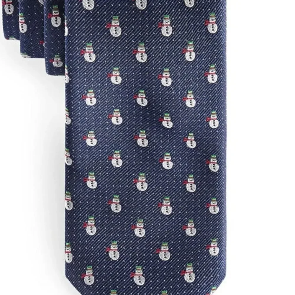 New Lauren Ralph Lauren Boys Kids Window Snowman Neck Tie Silk Blend Navy NWT