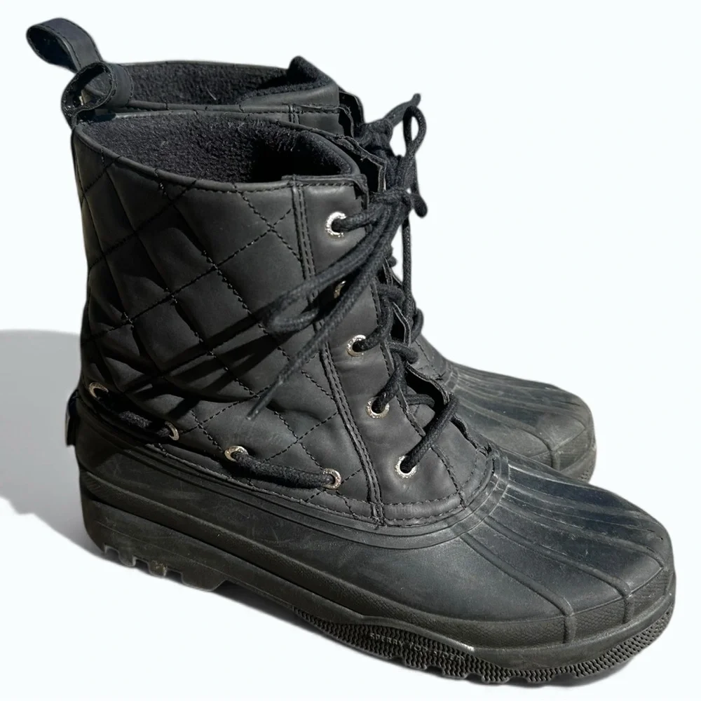 Sperry Gosling Quilted Waterproof Duck Boots Women’s 7.5 Black Winter Rain