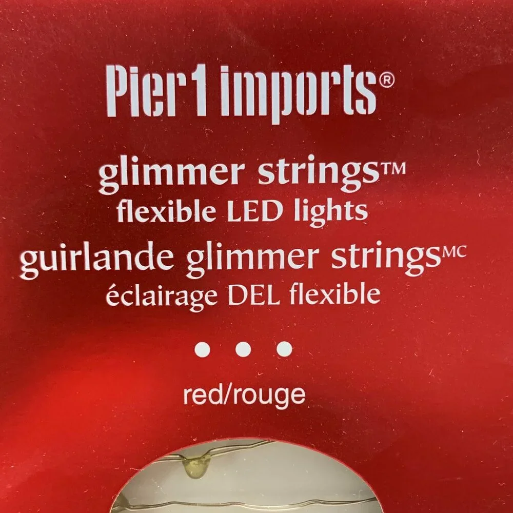 Pier 1 Red Glimmer Strings Flexible LED Lights SET OF 2 BOXES NWT