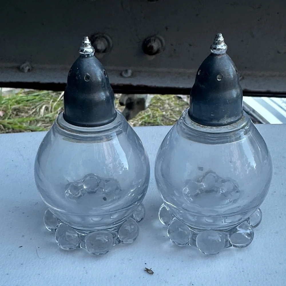 Vintage Glass Salt and Pepper Shakers
