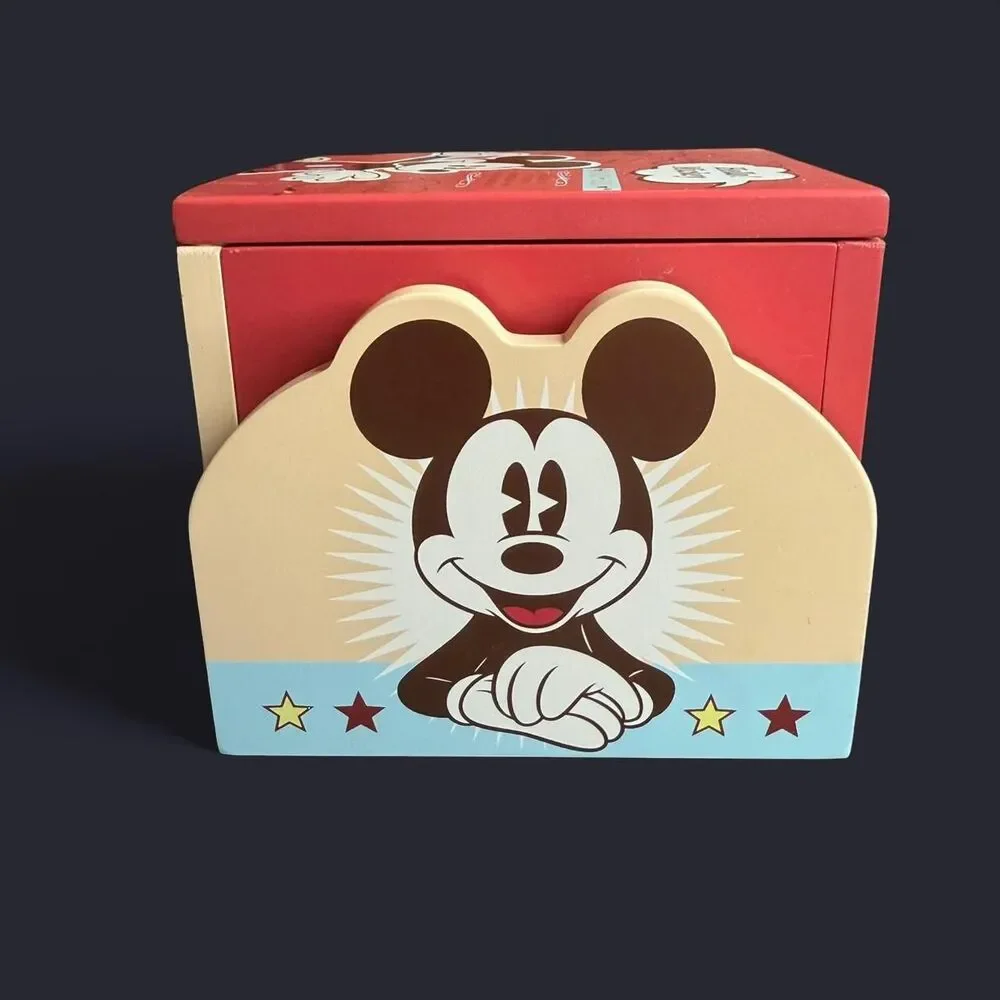 Vintage Y2K Retro Disney Mickey & Minnie Mouse Storage Box w/ Mirror & CD Shelf