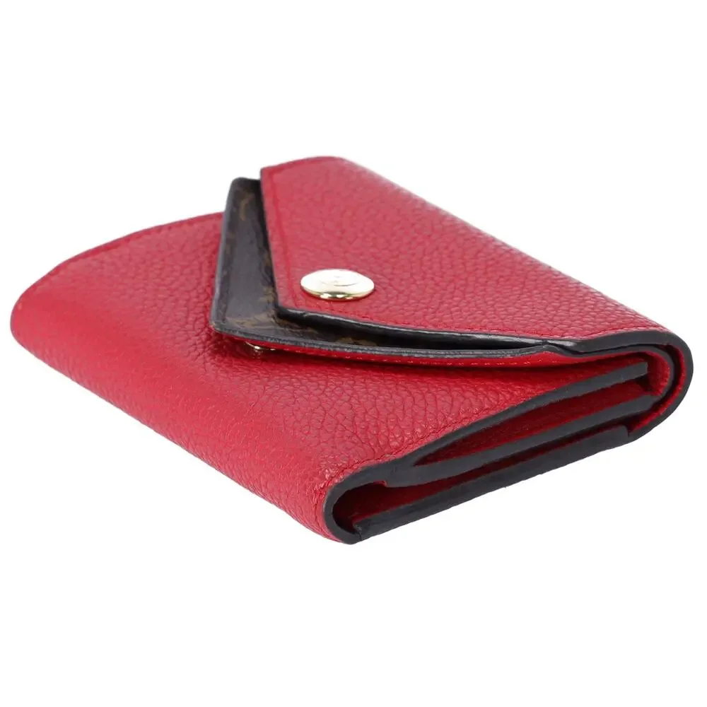 Louis Vuitton Double V Compact Trifold Wallet M64419 Ruby Red Brown Monogram