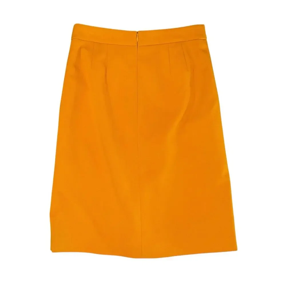 Ann Taylor Loft Mustard Yellow Knee Length Pleated Front Pencil Skirt Size 0