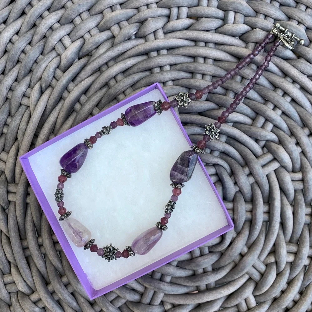 Purple Stone & Silver Necklace