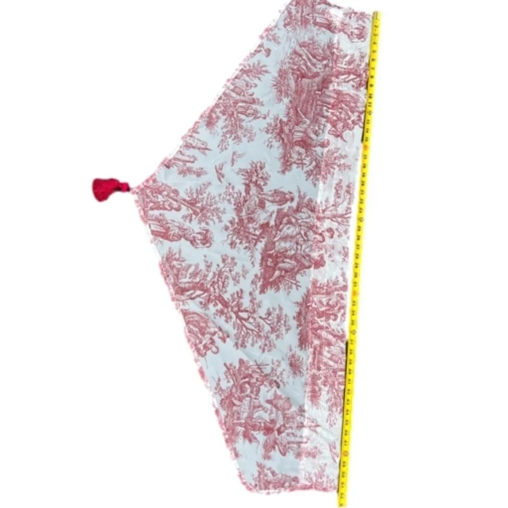 Set Of 2 Sheer Vintage Waverly Red Toile Drapery‎ & Valence Country Life Weekend