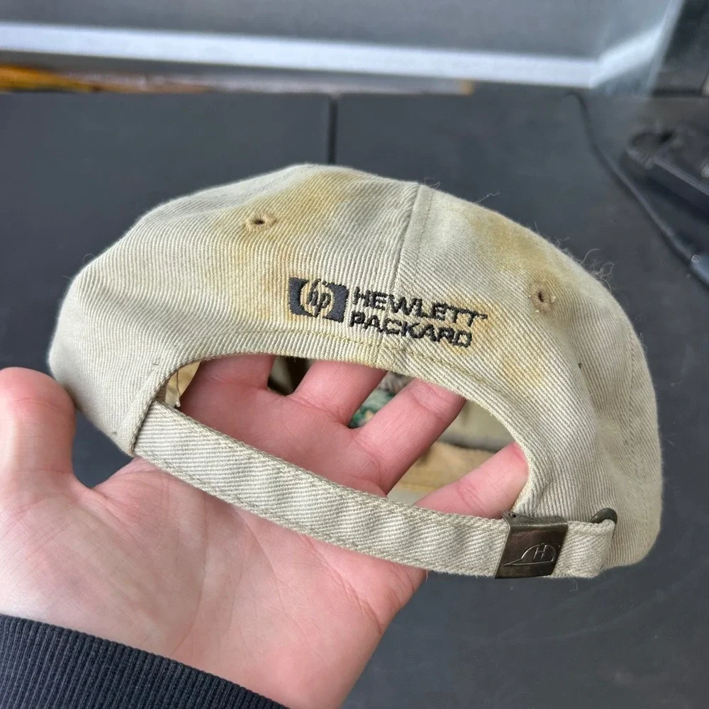 VTG Hewlett Packard Board Tester Embroidered Monster Baseball Cap Khaki One Size