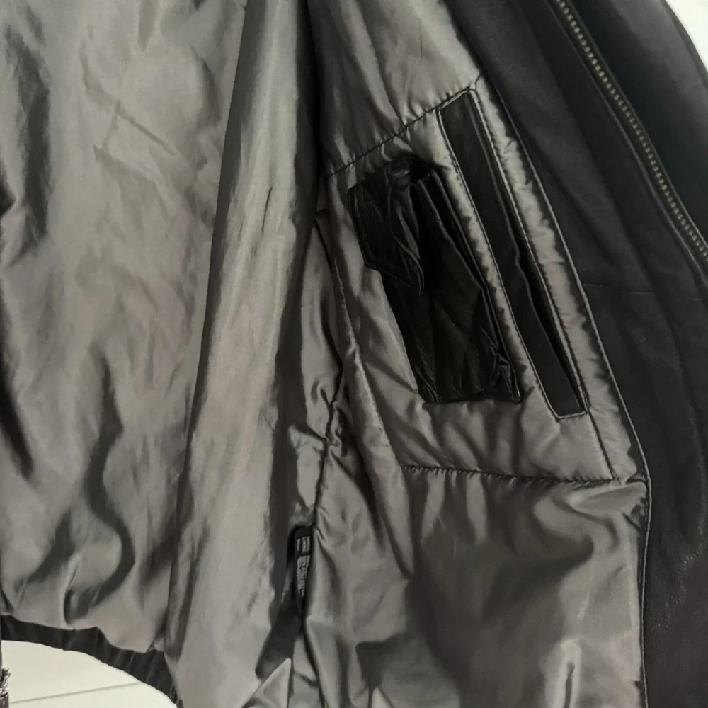 Vintage Collezione Black Leather Bomber Jacket Men's Size Large Full Zip EUC