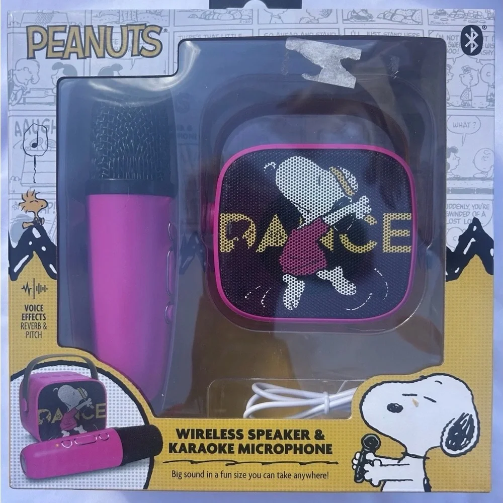 🔥🐶Peanuts Pink Wireless Speaker & Karaoke Microphone Set🔥🐶