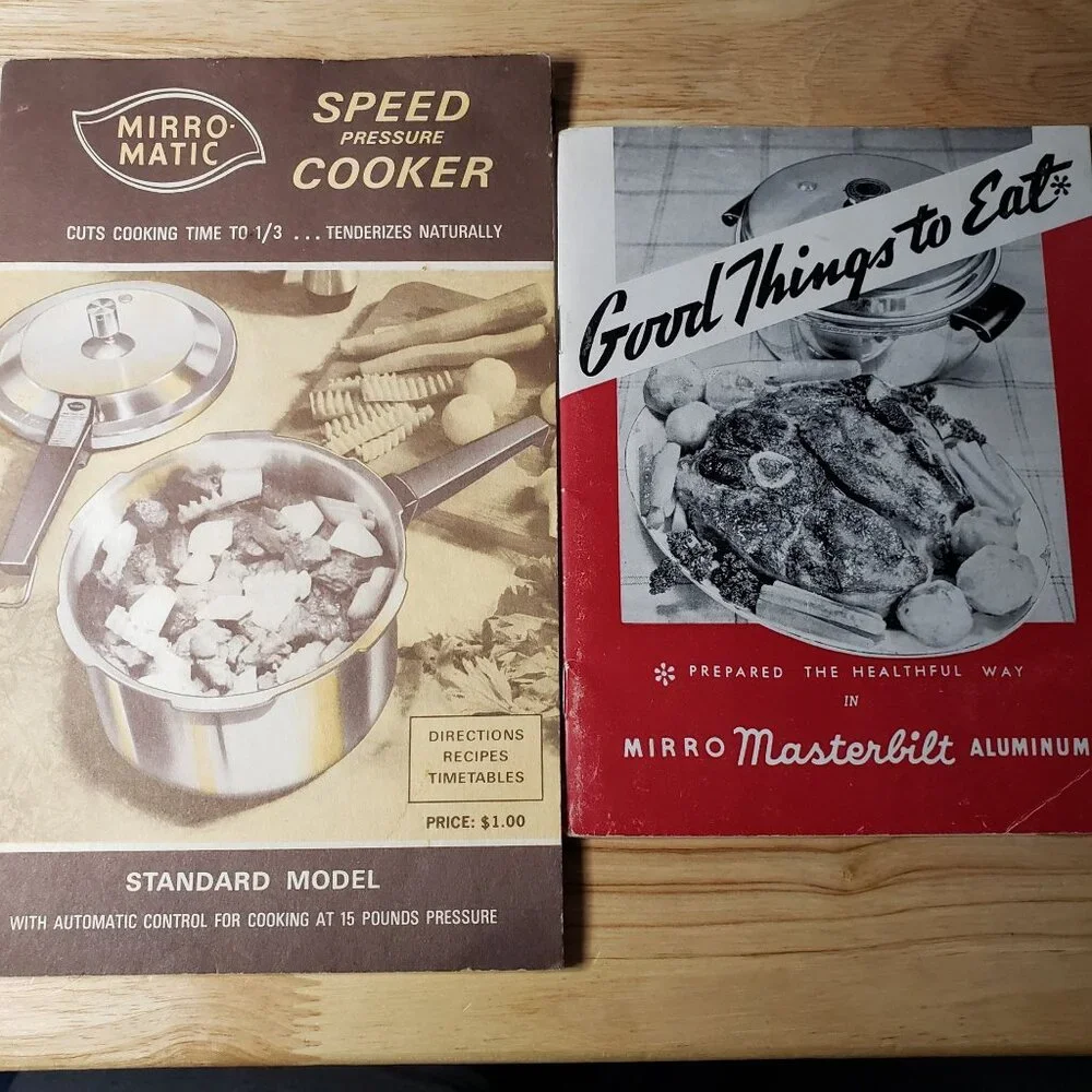 Vintage Mirro Pressure Cooker Cookbooks 1950 Masterbilt & 1972 Mirro-Matic
