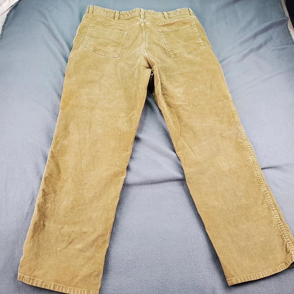 LL Bean Natural Fit Corduroy Pants Mens 38W 30.5 in seam Tan Cotton Blend