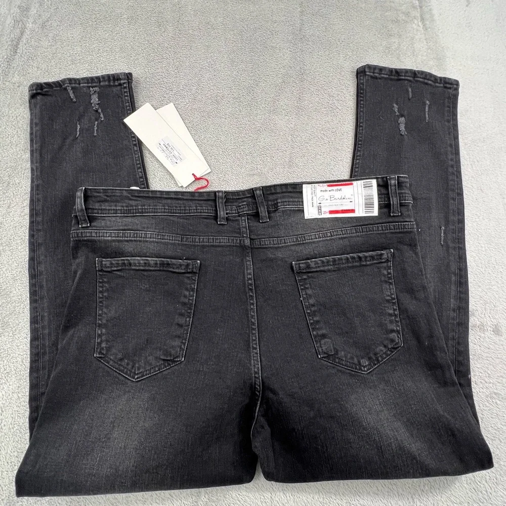 NEW Gio Bardolini Esteban 38‎ x 32 Black Distressed Denim Jeans